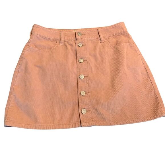 PACSUN Corduroy Button Front Mini Skirt Size 26 - Picture 1 of 7